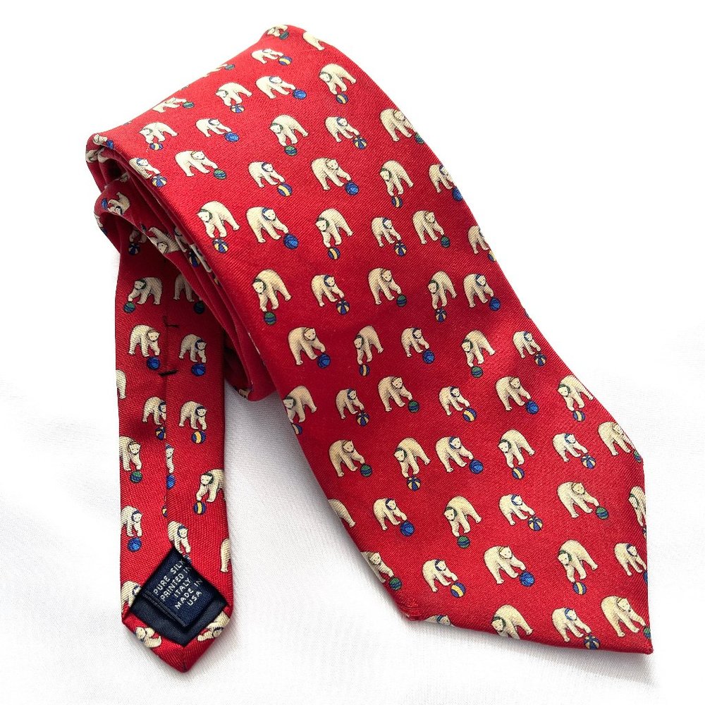 Brooks Brothers polar bear Italian print silk tie